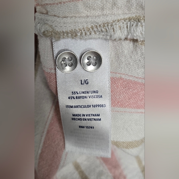 Splendid L Linen Blend Sleeveless Top Button Down Collared Stripes - Picture 5 of 6